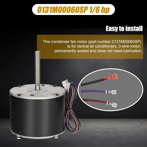 Fan Motor Replaces Goodman 0131M00060SP, 1/6HP, 1Speed, 208-230V, YDK-120S83262-01 Zongshan Broad-Ocean, a Genuine OEM Repair Part