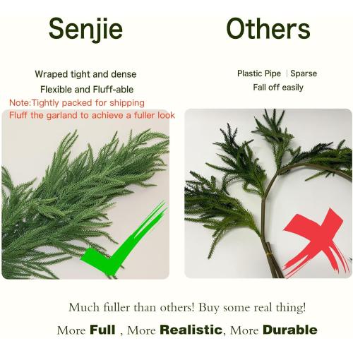 9FT Christmas Garlands Norfolk Pine Garland Real Touch Artificial Faux Greenery Garland for Holiday Indoor Outdoor Decor