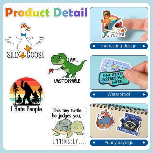 Set of 400 Pcs Funny Stickers for Adults Waterproof Funny Meme Stickers Pack for Laptop, Water Bottles, Bumper, Phone, Hard Hats, Wall, Window Decals Decors, 50 Styles(Funny Style)