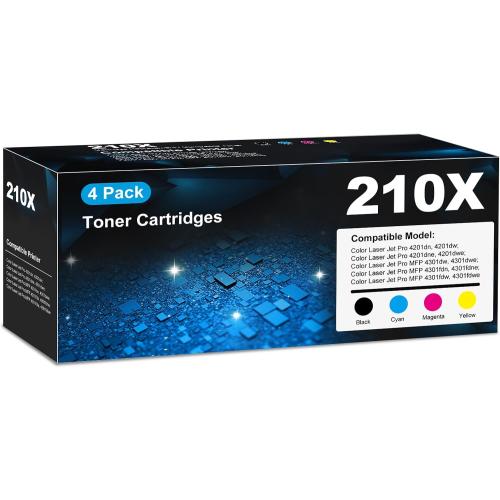 210X Toner Cartridges 4301fdw for HP 210X 210A Toner Cartridges 4 pack, 4301fdw 4201dn 4201dw Toner Cartridge, HP210X HP210A 210 Toner for Color Laser Jet Pro MFP 4301fdw 4201dn 4201dw 4301fdn 4301fdn