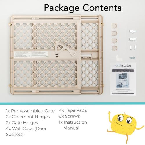 Toddleroo by North States - Supergate Ergo Baby Gate: Plastic Baby Gate for Stairs & Doorways - Adjustable Indoor Safety Gate - Made in USA - 26 to 42 Inches Wide - 26 Inches Tall - Sand