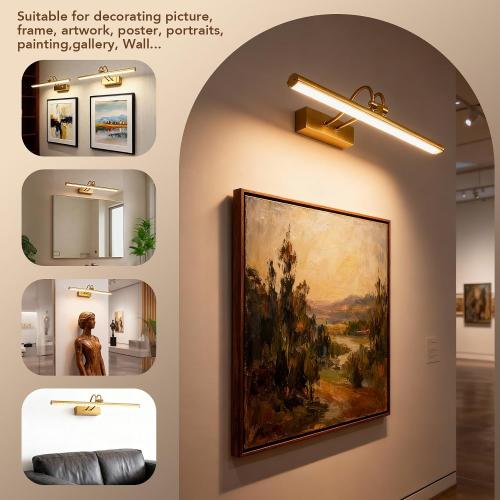 RAIFOOLLY Picture Light, Picture Lights for Wall Cordless, 20inch Picture Lights with Timer and Dimmable, 5000mAh Battery Wall Lights for Display Gallery Painting Art Frame Portrait