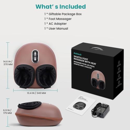 Nekteck Shiatsu Foot Massager Machine with Soothing Heat, FSA Eligible Air Compression Deep Kneading Therapy, Improve Blood Circulation and Foot Wellness, Relax for Home Office Use, HSA Eligible