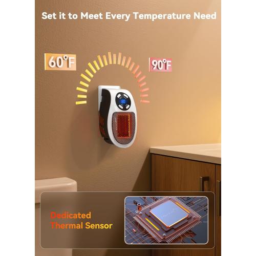 450W Space Heater, Remote Wall Outlet Electric Small Space Heater as Seen on TV with Adjustable Thermostat and Timer and Led Display, Compact for Home,Office,Bathroom