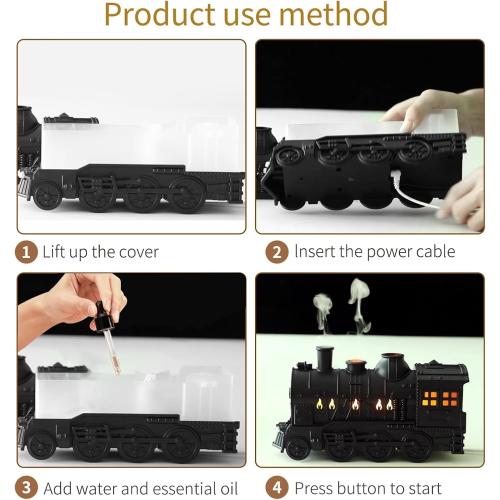 Train Diffusers for Essential Oils,300ml Magic Train Diffuser, Large Room Remote Control Aromatherapy Diffuser, Ultrasonic Cool Mist Humidifier Auto Off for Office Bedroom