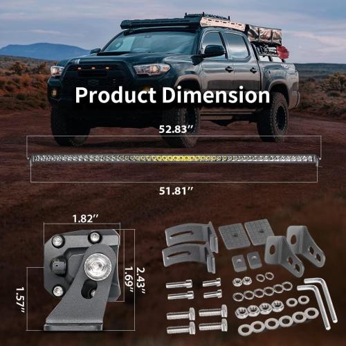 LASFIT 52 inch LED Light Bar, IP67 Waterproof Single Row LED Bar, Off Road Driving Light, Spot Flood Beam for Wrangler/Cherokee/Gladiator/JL/JK/JT/F-150/Explorer/Ranger/Ram