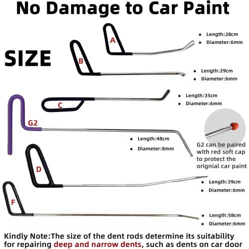 29 Pcs Paintless Dent Repair Rods, Dent Rods Removal Kit, Stainless Steel Dent Rods, Professional Hail Dent Removal Tool for Minor Dents, Door Dings and Hail Damag