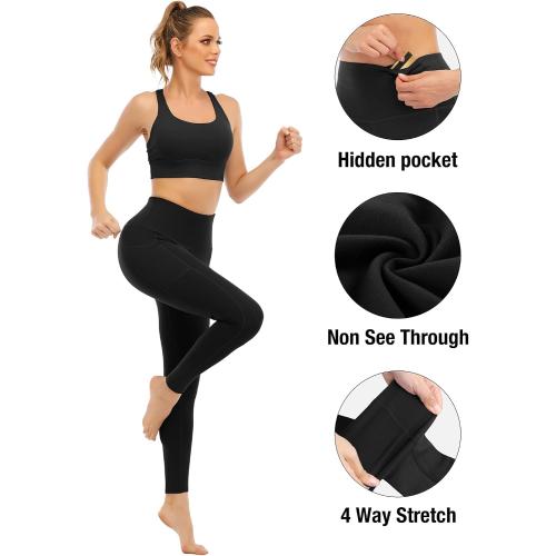 Size XL YEZII Fleece Lined Leggings with Pockets for Women,High Waisted Winter Yoga Pants