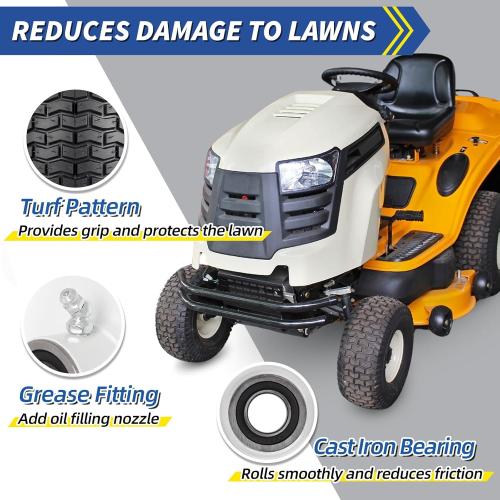 Size 13x5.00-6 Rubber Lawn Mower Tire and Wheel, 2 Pcs Replacement 13x5-6nhs Riding Mowers Lawn Pneumatic Tire with Bearing Bore 3/4 & 5/8, 3 -4.5 Centered Hub