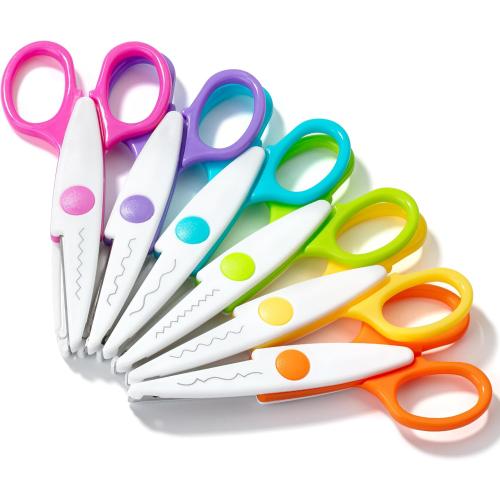 Mr. Pen Craft Scissors - Decorative Edge, 6 Pack, White & Vibrant Color, Zig Zag & Pattern Scissors for Crafting & Scrapbooking