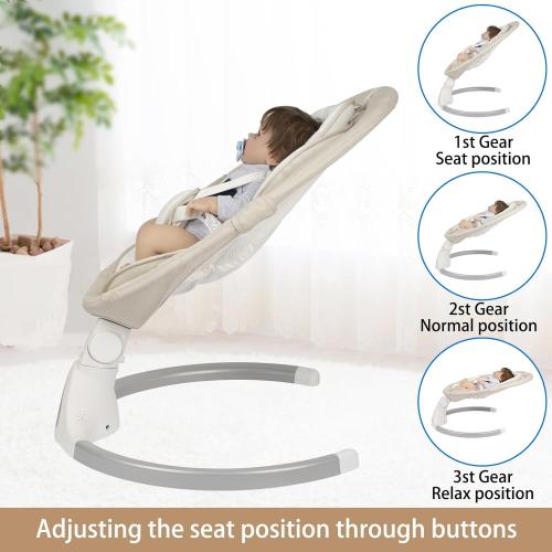 JFOVMCYG Electric Baby Swing for Infants, with Bluetooth Remote Control Timing Function and 10 Music 5 Swing Speeds 3 Seat Positions Baby Bouncer for Boy Girl Indoor & Outdoor Use (Lvory White)