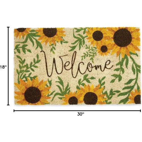 DII Natural Coir Doormat Outdoor Welcome Mat, 17x29, Sunflower