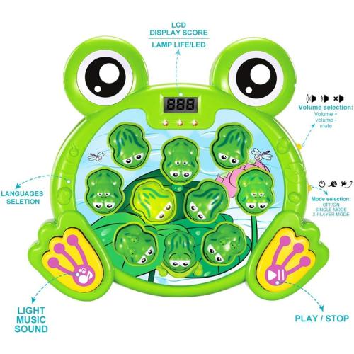 YEEBAY Whack A Frog Game with 2 Hammers, Toddler Early Developmental Learning Toy, Fun Birthday Gift for Kids Age 2 , Toys for 2 3 4 Year Old Boys Grils