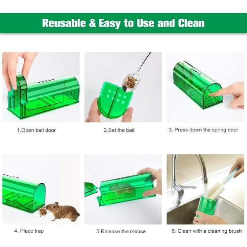 Set of 4 Pcs Humane Mouse Traps Indoor for Home, Live Mouse Trap, Reusable Mice Trap Catcher for House & Outdoors