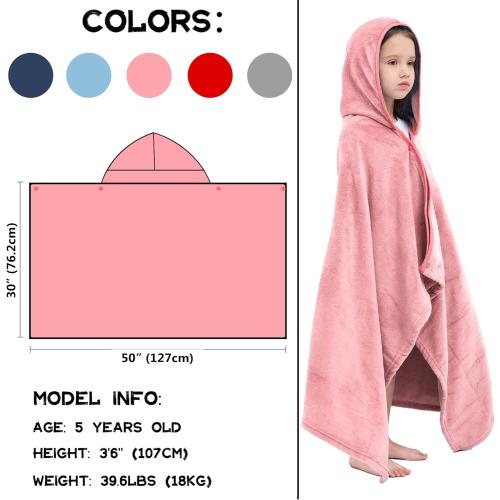 Hiturbo Kids Hooded Bath Towel: Soft Plush Pool Beach Fleece Towel Blanket - 50x30 Toddler Towels Wrap for Boys Girls 3-12 Years (Pink)