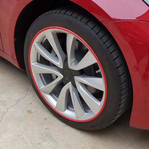 4PCS Wheel Rim Ring Red Wheel Trim Protector Ring Replacement for Tesla 2017 to 2023, Used for 18inch Wheels, Effective , Easy to Install