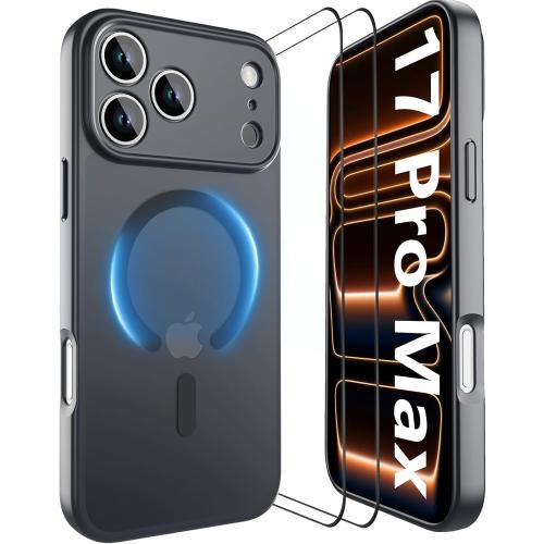 Color green YFEMLAZ Magnetic for iPhone 17 Pro Max Case,with Screen Protectors X2,Full Camera Protection,Compatible with MagSafe,Translucent Matte,Anti-Fingerprint，Shockproof Protective Phone Case,6.9,