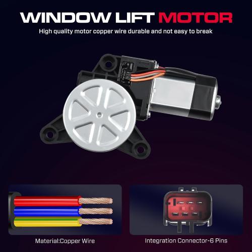 Front Passenger Side Power Window Regulator with Motor (6 Pins) Fit for 2008-2016 Town & Country, 2008-2020 Dodge Grand Caravan, 2012-2015 Ram C/V, 748-509