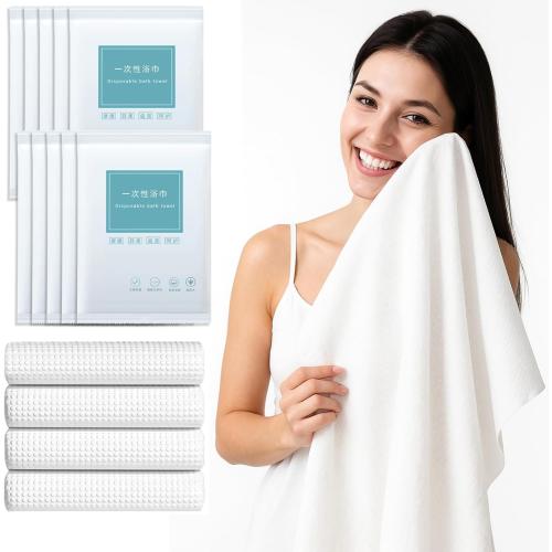 Disposable Bath Towels, 10 Pack Individually Wrapped, 55'' × 27.5'' Portable Travel Towels, Ultra-Soft & Quick-Dry Body Towels for Hotel, Gym, Beach, Camping, Swimming