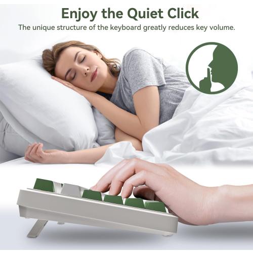 Green & White AUSDOM 98Pro Silent Mechanical Keyboard, Wireless Hot Swappable Gaming Keyboard with Backlit,Gasket Structure,Pre-lubed Tactile Switches,2.4GHz/Type-C/Bluetooth Custom Keyboards (Green & White-Silent)