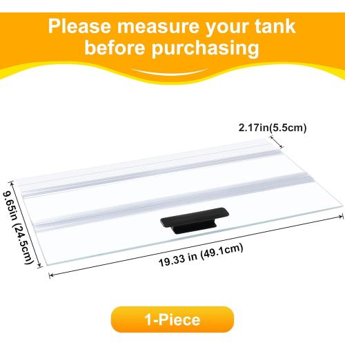19.33x9.65in Clear Tempered Glass Canopy,Aquarium Fish Tank Hoods FITS for Most 10 Gallon Fish Tanks (Aqueon)
