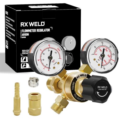 RX WELD Argon Regulator for MIG TIG, 0-40 CFH, CGA580 Inlet