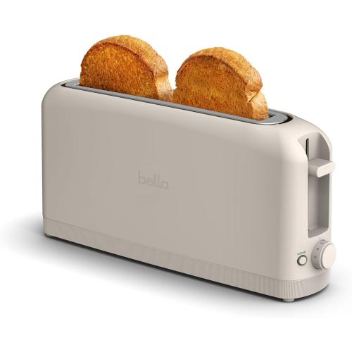 bella 2 Slice Slim Toaster, Fits-anywhere™ Kitchenware, 6 Setting Shade Control with Reheat & Cancel Buttons, Fits sourdough, 10” Long Slot, Anti Jam & Auto Shutoff, 900 Watt, Oatmilk