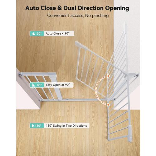 COMOMY 36 Extra Tall Baby Gate for Stairs Doorways, Fits Openings 29.5 to 40.6 Wide, Auto Close Sturdy Safety Dog Gate for House, Pressure Mounted Easy Walk Through Pet Gate with Door, White