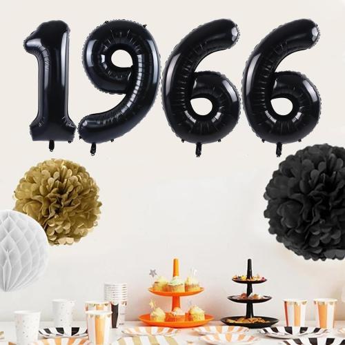 TONIFUL 60th Birthday Balloons Black 1966 Balloon Banner Thirty Year Old Party Decorations for Men Women 60 Anniversary Party Supplies Photo Props Background Decorations COLOR PINK