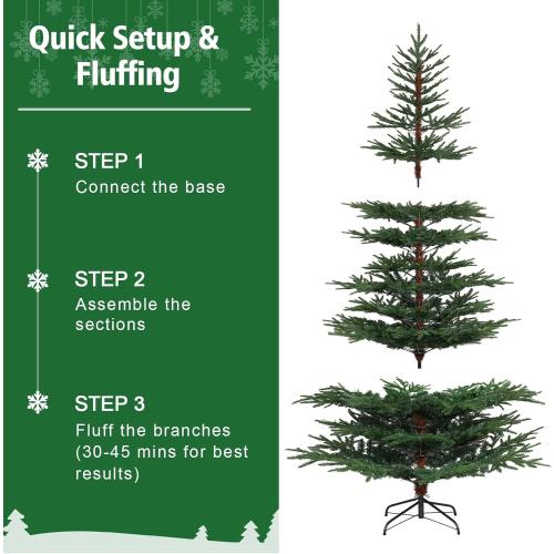 6 FT Pre-Lit Artificial Christmas Tree with 250 Dual-Color LEDs & Timer, 530 Realistic Branch Tips, Metal Stand for Holiday Home Christmas Decorations