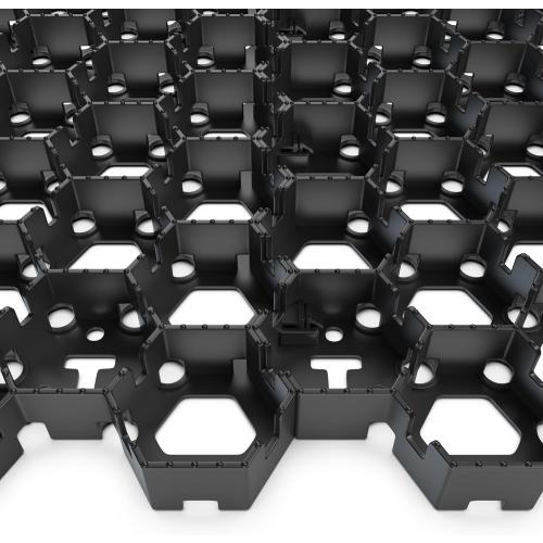 Vodaland Permeable HexPave System - Grass & Gravel Pavers - 100% Recycled PPE Plastic, Handles 27,000 lbs, 1 Depth, 65 s.f / 22 Units