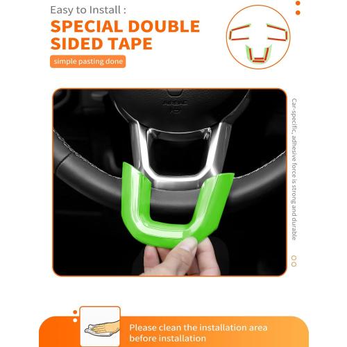 Savadicar Green Interior Accessories - Steering Wheel Trim for 2018-Present Jeep Wrangler JL JLU 4XE & Gladiator JT - Solid Color Interior Decor Upgrade Option, 3-Piece