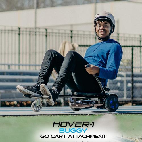 Hover-1 Kart Buggy Hoverboard Attachment | Compatible with Most 6.5 & 8 Electric Hoverboards, Hand-Operated Rear Wheel Control, Adjustable Frame & Straps, Easy Assembly & Install Hoverboard Go Kart