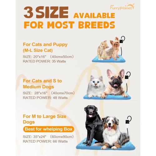 Blue Size Medium Upgrade Dog Cat Heating Pad with 2 Covers&840D Storage Bag,Adjustable Temperature Electric Pet Heating Pad with Timer,Waterproof Heated Bed Mat with Chew-Proof Cord,M