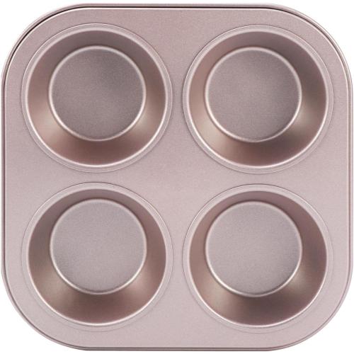 4 Cup Muffin Pan Baking Tray- Non-Stick Cupcake Tin Mold - Carbon Steel Cake Mould For Home, Cafe Bar and Restaurant(champagne)