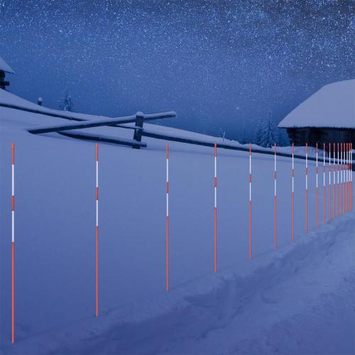 Fiberglass Snow Stakes, 5.5   5.5 Reflective Stickers, Driveway Markers, Garden Stakes Poles, Traffic Post Cones for Snow Plowing Driveways, Car Parking, Sidewalks