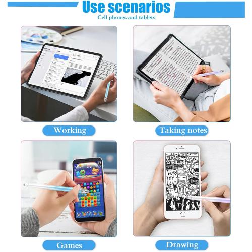 Bopomofo 2PCS Stylus Pens for Touch Screens,Stylus Pen for iPhone/iPad/Tablet Android/Microsoft Surface,Compatible with Touch Screens(Purple/Blue)