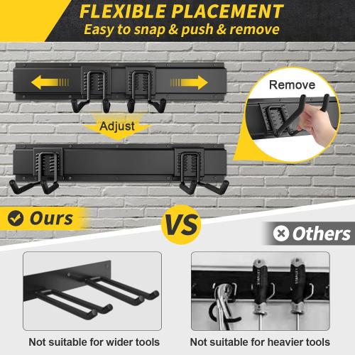 UUP 48 Garage Tool Organizer Wall Mount, 440lbs Garden Garage Storage Garage Organization with Adjustable Heavy Duty Hanging Hooks, Yard Rack Hanger System Shovel Rake Broom Ladder Holder, Men Gift