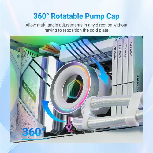 ID-COOLING FX360 INF White 360mm Liquid CPU Cooler, AIO Cooler ARGB Infinity Mirror Effect, 3x120mm Daisy-Chained Fans Low-Noise Operating 27.2dB(A) Max., Intel LGA1851/1700/1200/115X; AMD AM5/AM4