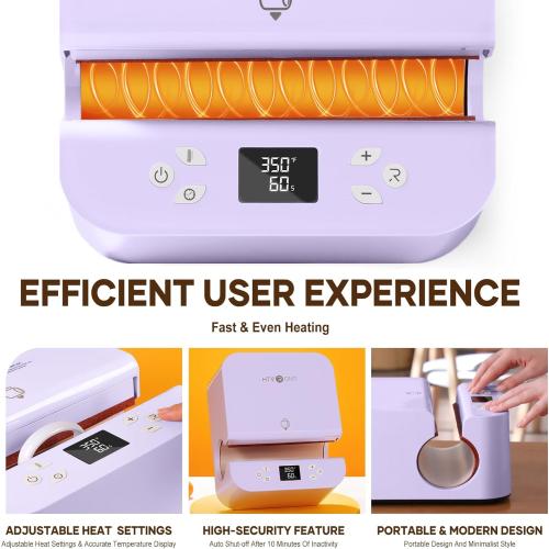 HTVRONT Auto Tumbler Heat Press Machine - Mug Heat Press Heat Up Fast & Even, Professional Tumbler Press High-Security for 2.95-3.18 Sublimation Tumblers, Cups, Glasses and Mugs, Purple
