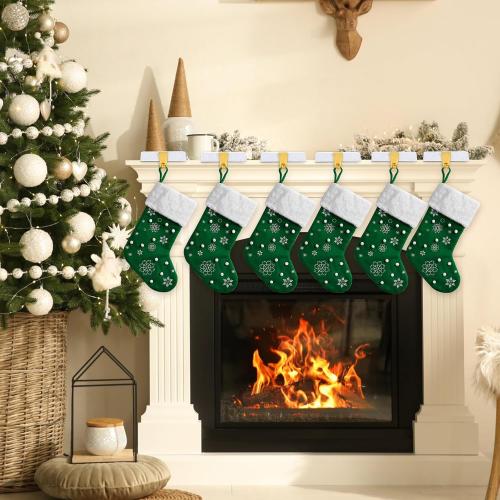 Zhengmy 6 Pcs Christmas Stocking Holders for Mantel Metal Hanging Hooks Stocking Hangers for Fireplace Xmas Party Decoration(Marble Color)