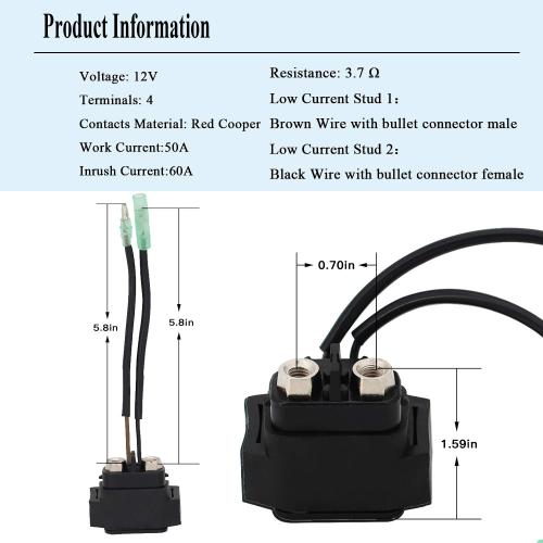 YIXIN Starter Solenoid Relay 6B6-81940-00-00 SMU6077 Replace for Yamaha Waverunner VX110 VX1100 FX1000 FX1800 SR210 SR230 SR240