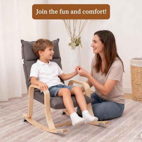 Swegrow Kids' Recliners，Rocker and Stationary Options, Sensory Rocking Chair for Kids & Toddlers，Versatile Floor Chair with Soft Fabric and Stability for Playroom, Bedroom, or Nursery (Gray)