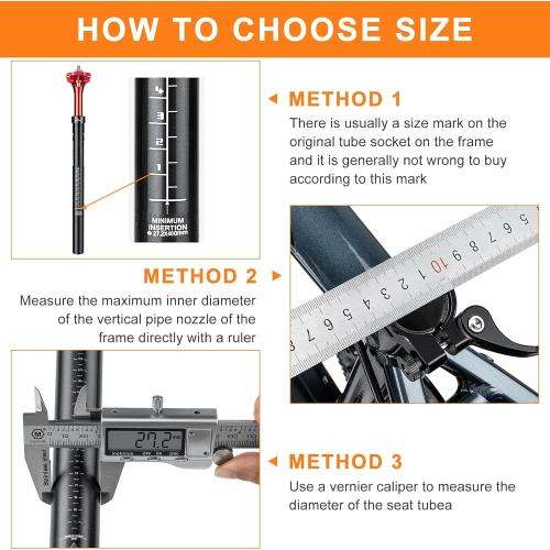 Suspension Seatpost for Bicycles - 27.2/30.9/31.6 X 400mm Shock Absorbing Bike Seatposts - Lightweight Aluminum Alloy Seat Post for Mountain Road Bike BMX eBike