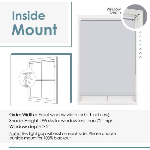 ChrisDowa 100% Blackout Roller Shade, Window Blind with Thermal Insulated, UV Protection Fabric. Total Blackout Roller Blind for Office and Home. Easy to Install.Lightgrey,31 W x 72 H