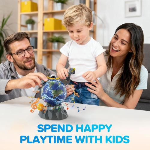 Magnetic Musical Rotating Ball,Space Toys for Kids 3 4 5 6 7 8 9 10 Year Old Boys Girls Sensory Toys for Toddlers Birthday Gifts Educational STEM Toy Playset with Astronauts Rocket Spacecraft Planet