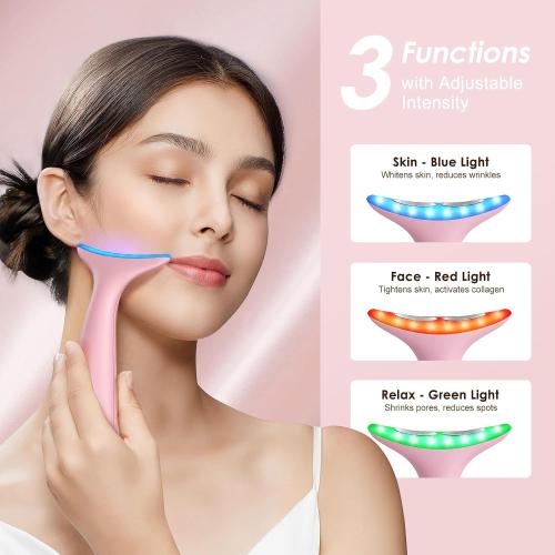 Color Pink Facial and Neck Massager for Face, Neck - Skin Lifting & Firming - Wrinkle & Dark Circle Reducer - at Home Skin Care Face Sculpting Tool and Neck Massager-Pink