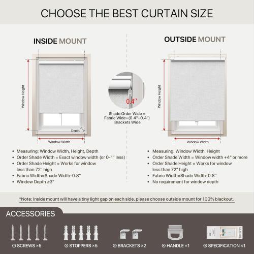 GENIMO 100% Blackout Roller Window Shades, Window Blinds Cordless with Thermal Insulated, UV Protection Fabric, Mini French Door Blinds for Home, Bedroom, Office, Linen White, 23 W X 72 H