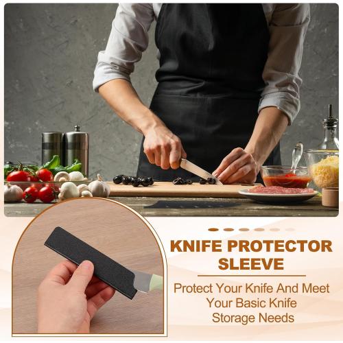 PATIKIL ABS Knife Cover Sleeves, 9x2 Inch Knife Blade Edge Guard Sheath Universal Blade Protector Flocking for Home Kitchen, White