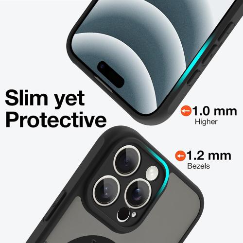 OOK Magnetic for iPhone 16 Pro Max Case [Compatible with MagSafe] Black Wild Flower Slim Translucent Matte for iPhone 16 Pro Max Camera Lens Protection Cover, Wild Flower (6.9)